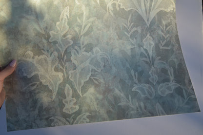 'Fanciful' wallpaper in pastel blues and greys