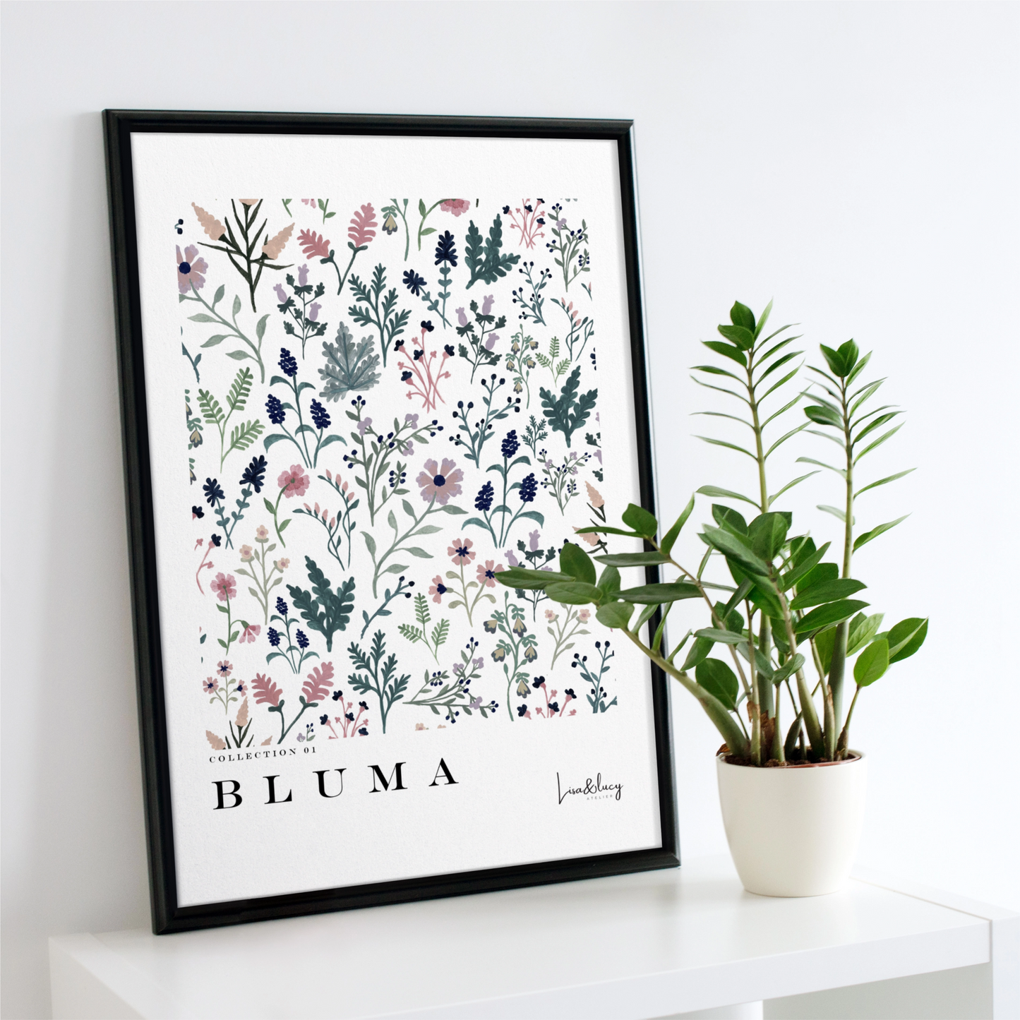 'Bluma' white art print