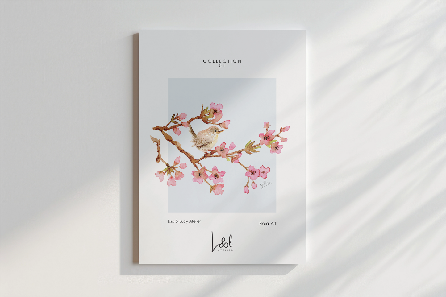 'Blossom and wren' wall art print