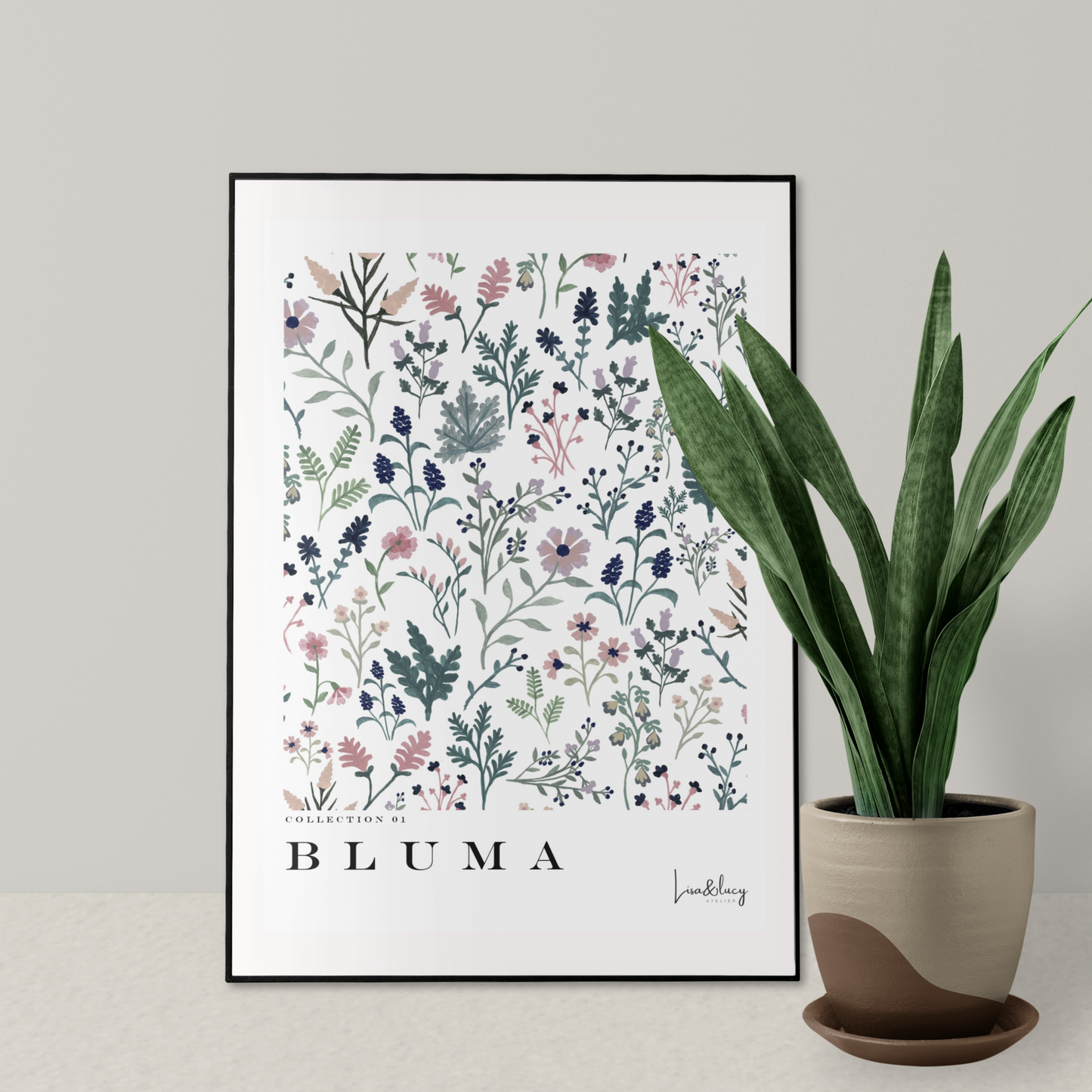 'Bluma' white art print