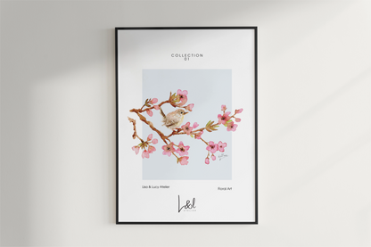 'Blossom and wren' wall art print