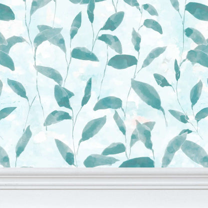 'Leafy glade' wallpaper in green