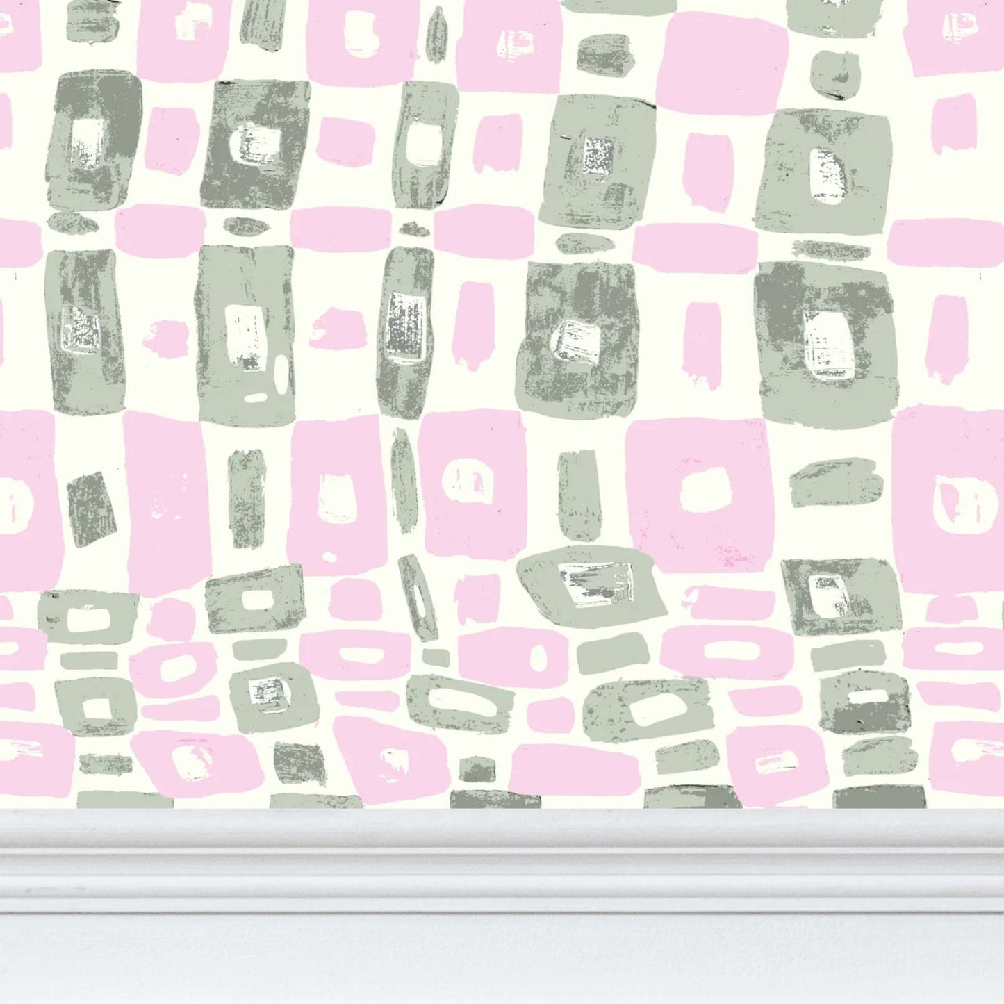 'Love me do' wallpaper in pink and green