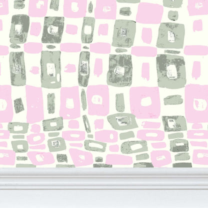 'Love me do' wallpaper in pink and green