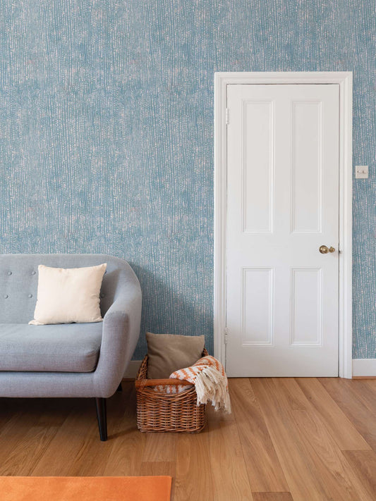 'Dot-to-dot' wallpaper in deep blue